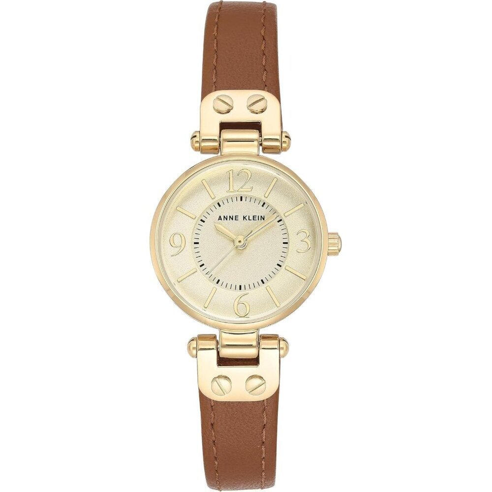 🔥 Anne Klein Strap Watch Women Brown Leather Mineral Crystal buckle Watch